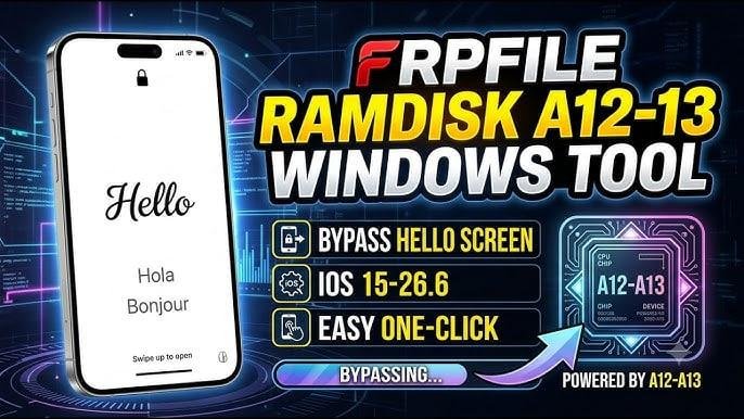 FRPFILE Ramdisk A12-A13 Bypass Hello Screen (NO SIGNAL) Support Models - iPhone XS, XS Max, XR, SE2 11, 11 Pro, 11 Pro MaxiPad mini 5th generation, Air 3rd generation, iPad 8th generation, iPad 9th generation